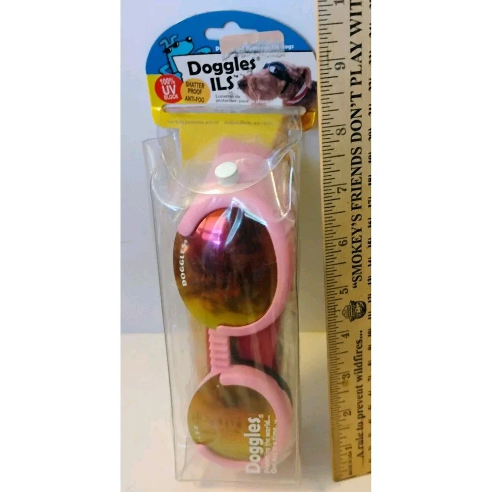 Doggles ILS Protective Dog Eyewear Goggles Shiny Pink Frame Pink Lens NEW NIB